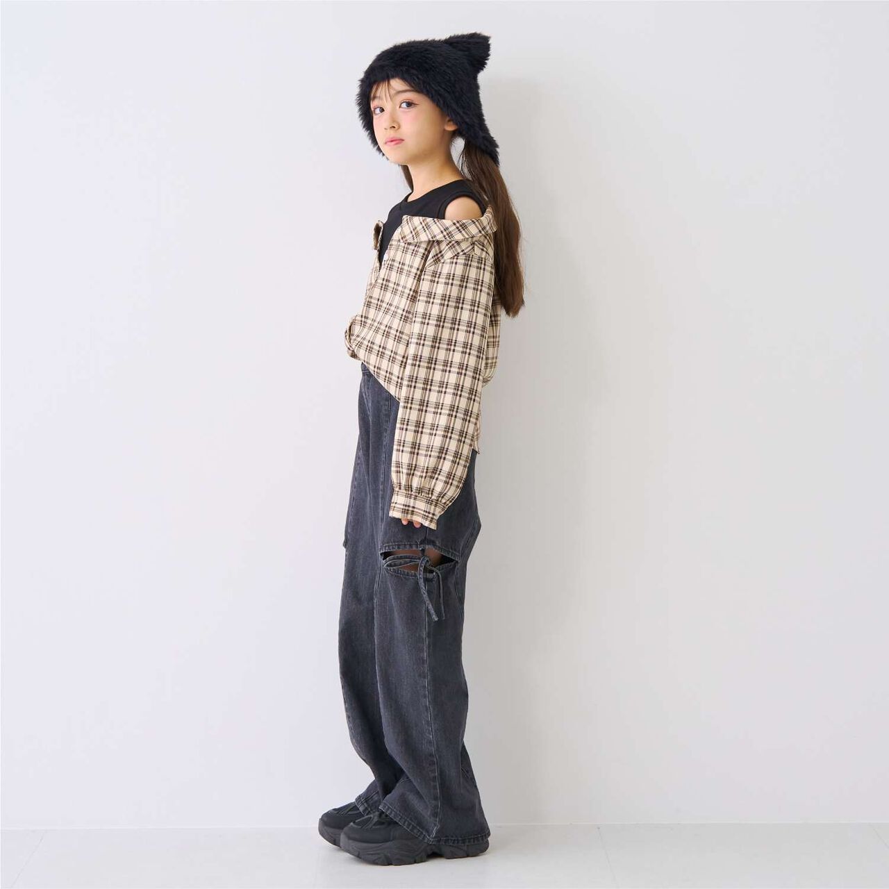 Denim Slit Wide Pants,Blue, large image number 5
