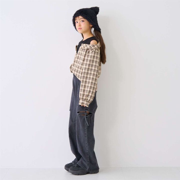 Denim Slit Wide Pants,Blue, medium image number 5
