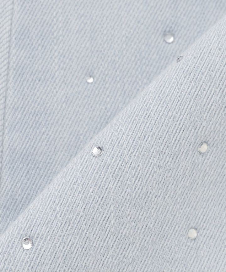 Back Ribbon Stone Flare Denim Pants,Light blue, medium image number 12