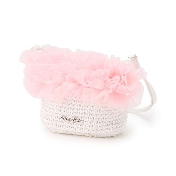 Frill Basket-Style Small Shoulder Bag,Light pink, medium image number 0