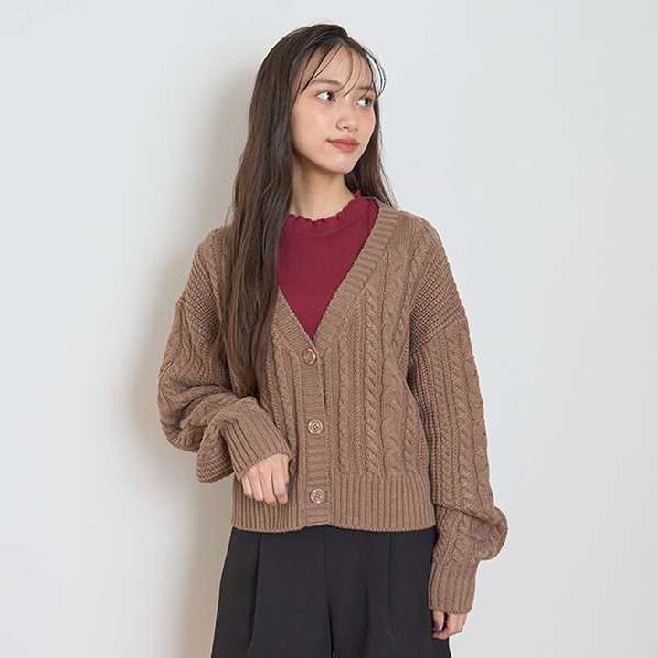 Washable Cable Knit Cardigan,Ivory, medium image number 20