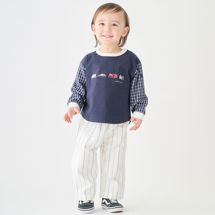 Stripe Waist Tuck Easy Pants,Pearl white, medium image number 0