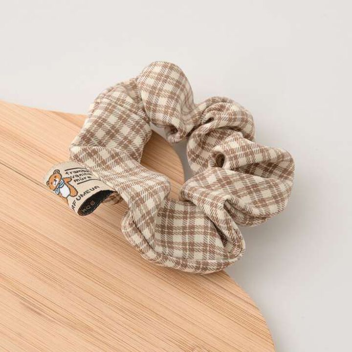 Bear Tag Check Chouchou,Beige, medium image number 2