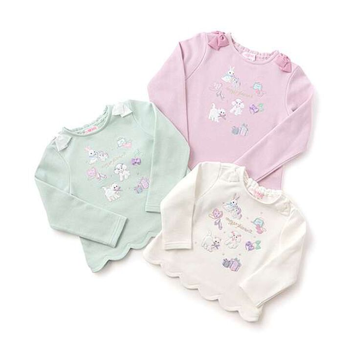 Embroidered Scalloped Hem Sweater,Light pink, medium image number 8