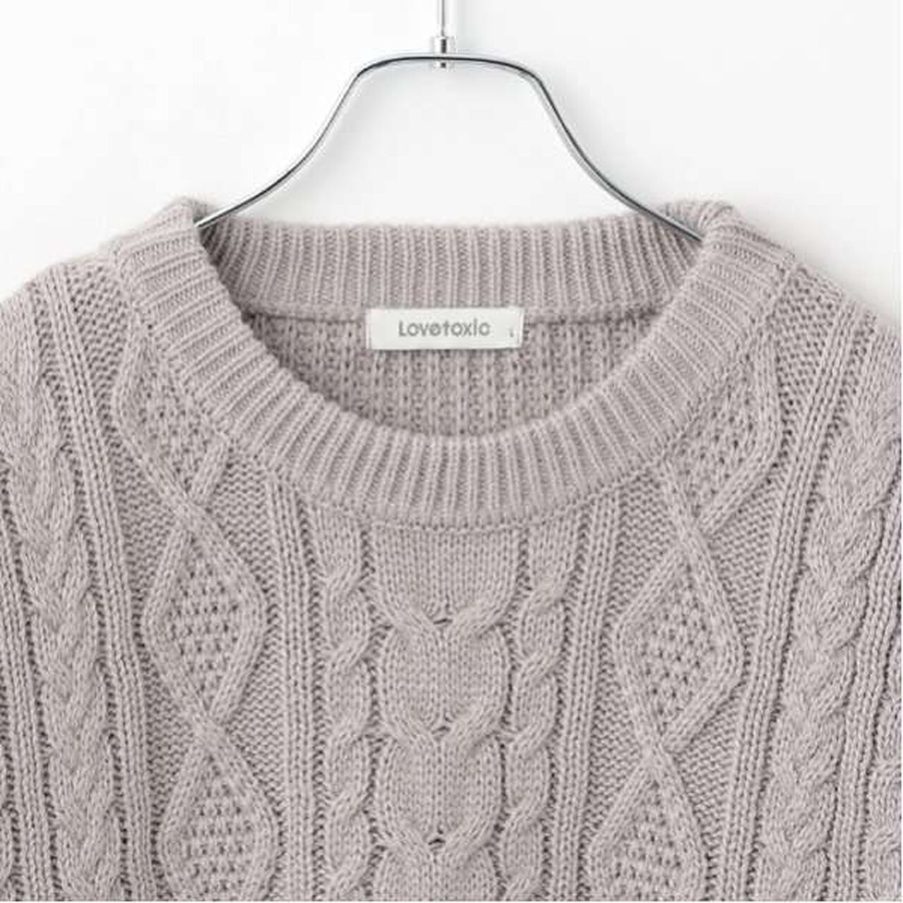 Cable Knit Pullover,Light green, large image number 7