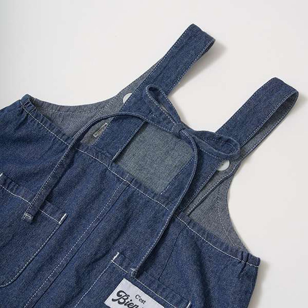 Soft Denim Heart Embroidery Jumper Skirt,Blue, large image number 12