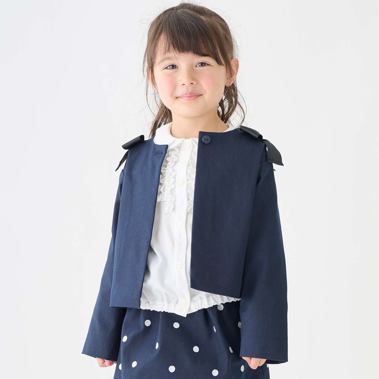 Ribbon Short Jacket,Navy, large image number 2