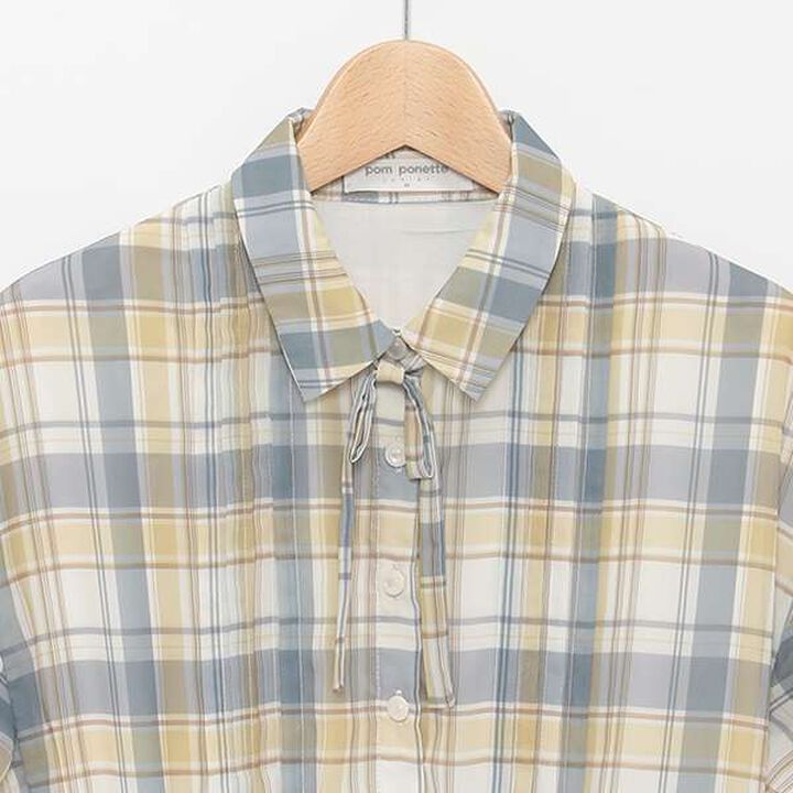 Collared Pleated One-Piece Dress,Black, medium image number 9