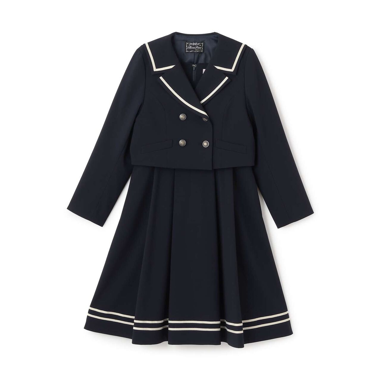 Sailor Short Jacket & Jumper Skirt Set,Beige, large image number 14