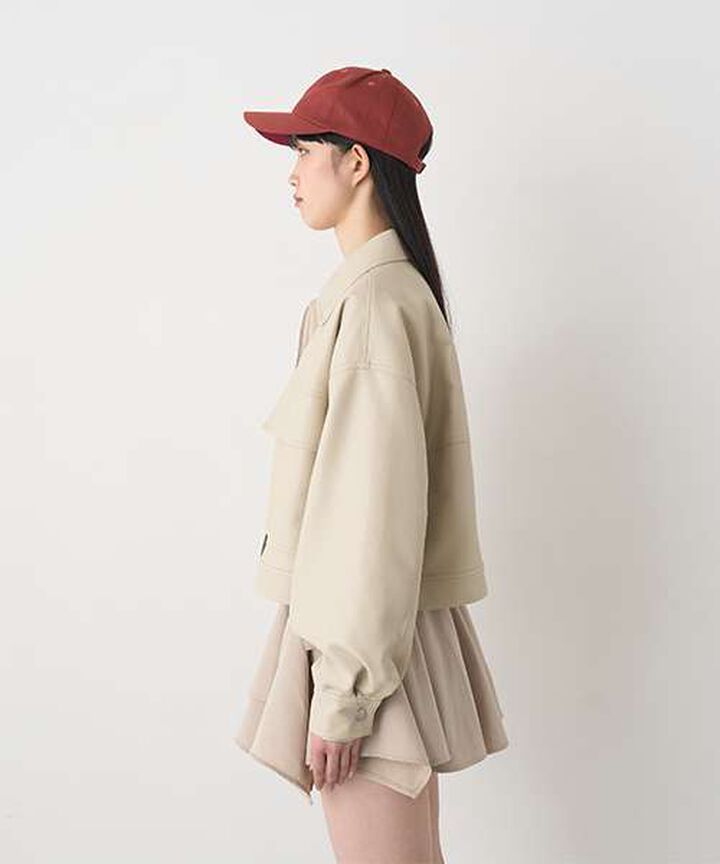 Compact Leather Jacket,Ivory, medium image number 9