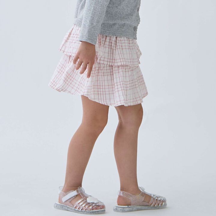 Tiered Skirt with Shorts,Light beige, medium image number 2