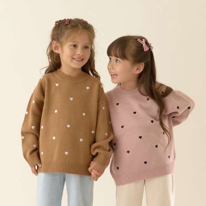 Heart & Flower Embroidered Sweater Set,Cream, medium image number 4