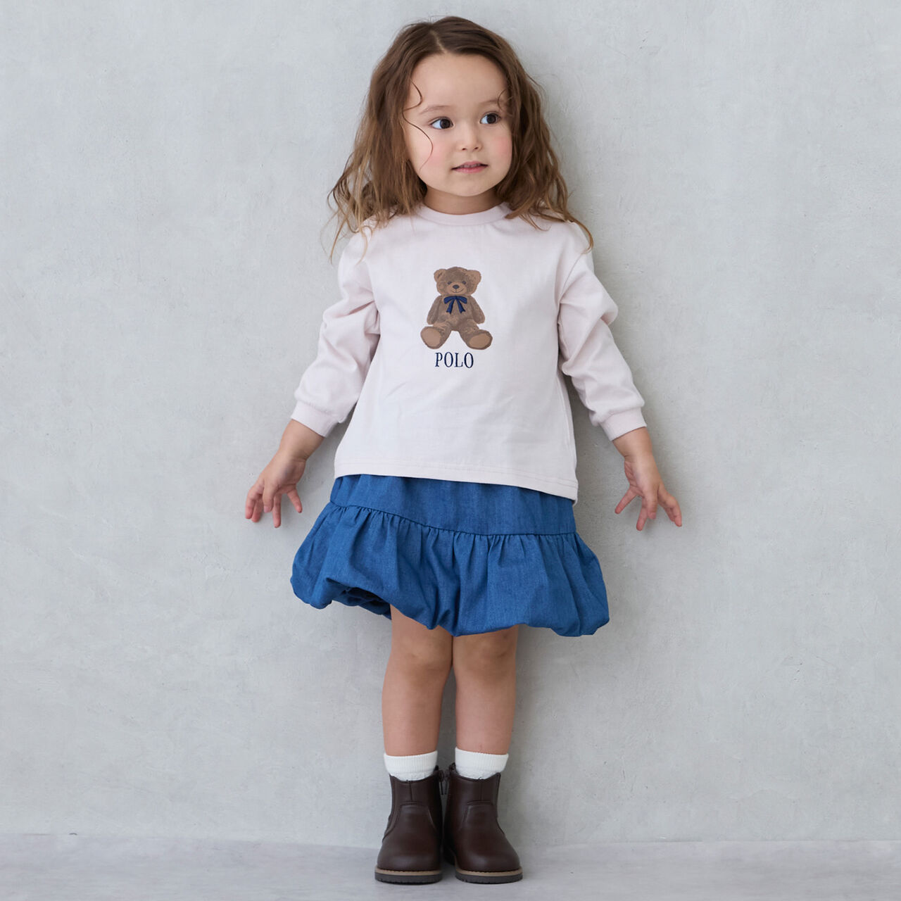 Peplum Balloon Skirt with Shorts,Blue, large image number 2