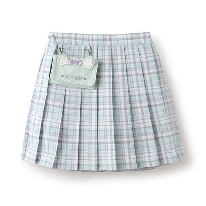 Check Pleated Skirt with Pocket,Mint, medium image number 0
