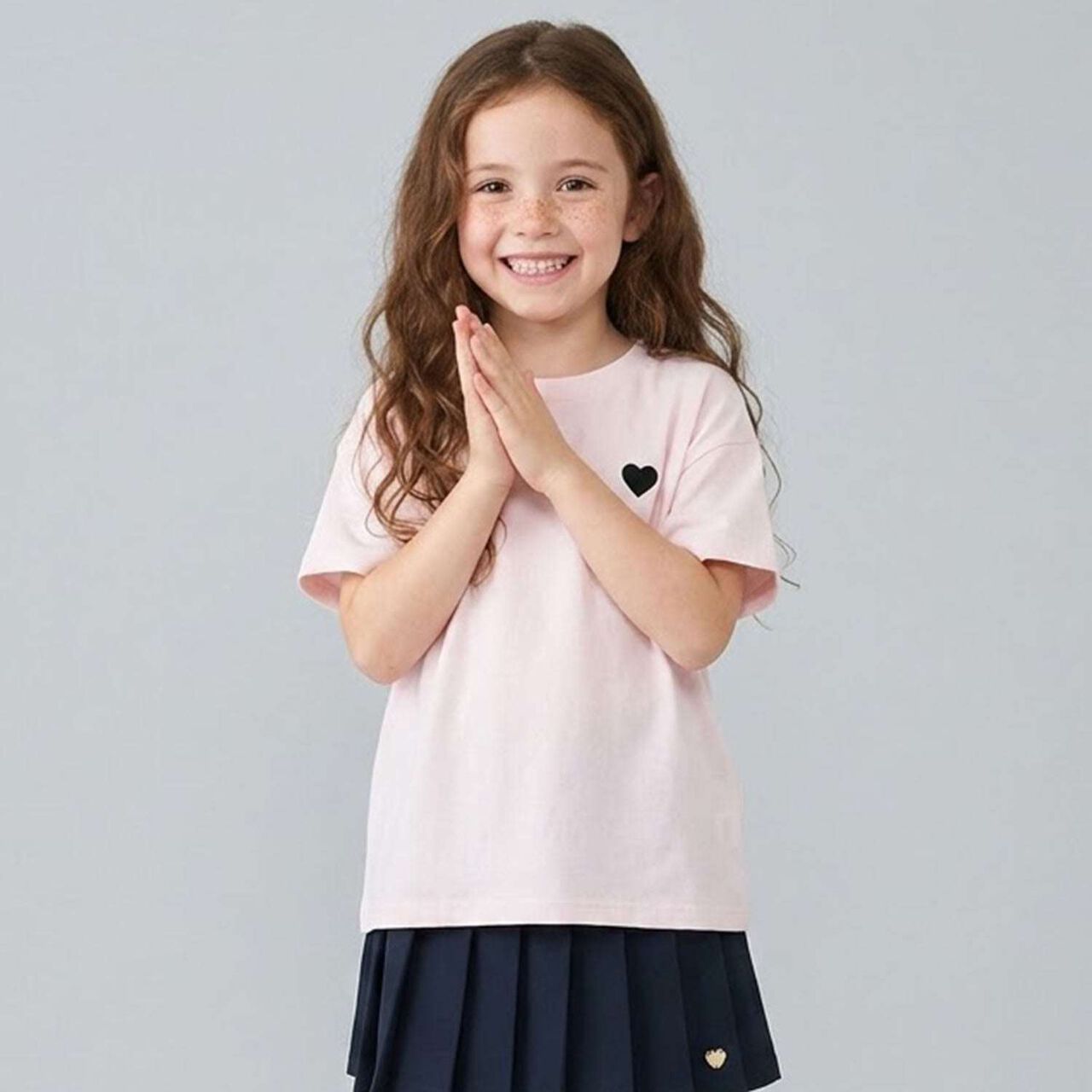 [100% Cotton] Heavy Rotation A-Line T-Shirt 2-Piece Set for Girls Kids,Dark red, large image number 0