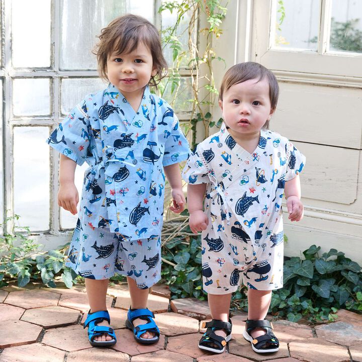 Aquarium Pattern Jinbei Romper,Turquoise, medium image number 12