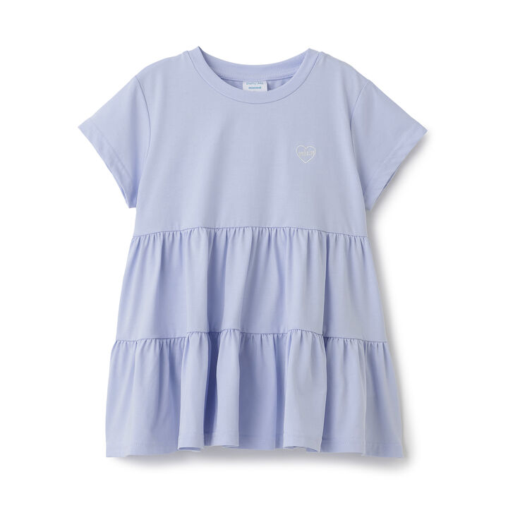 [DailyMe] Short-Sleeve Tiered Tunic with Heat Shielding, Quick-Dry & Antibacterial,Sax blue, medium image number 9