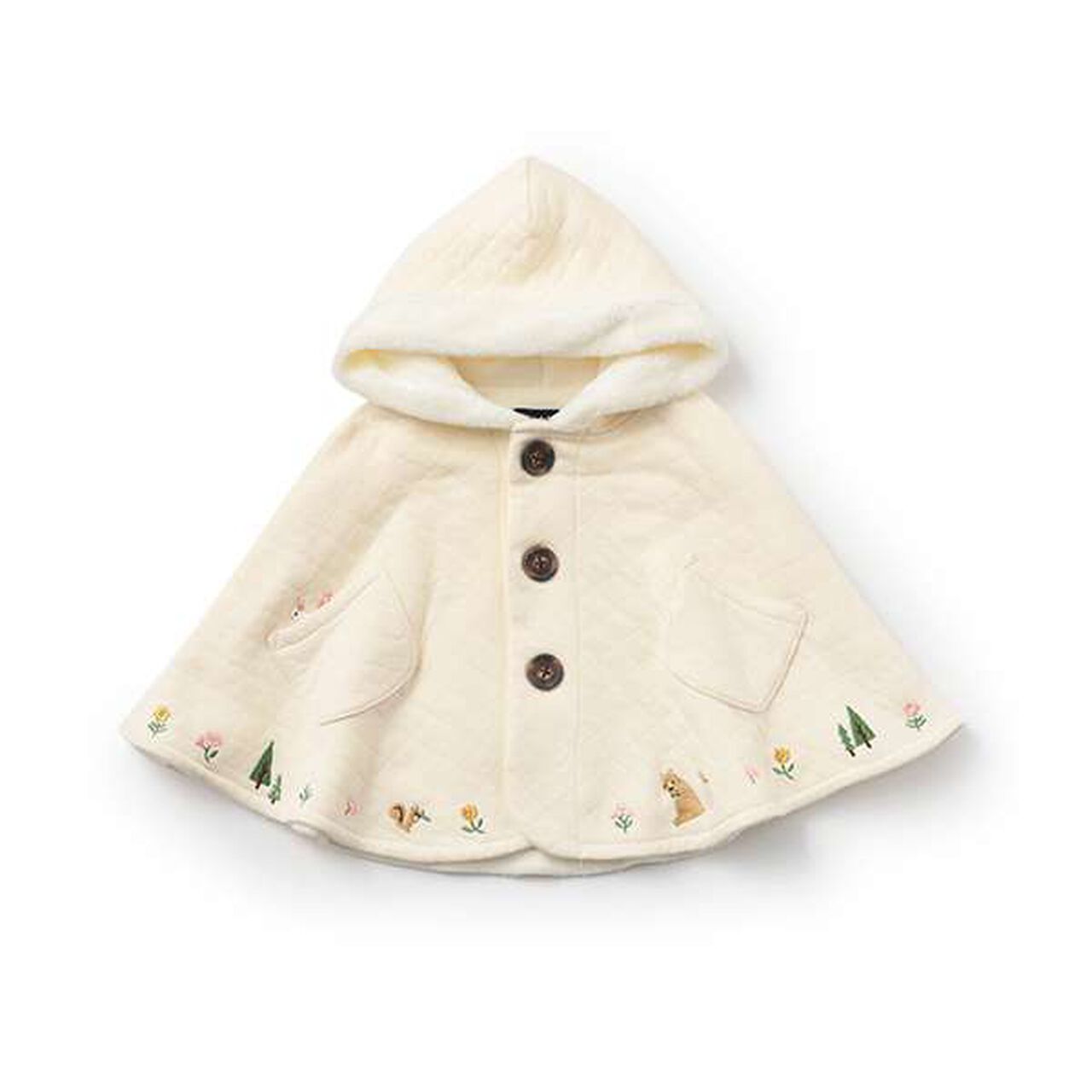 Animal Embroidery Quilt Cape,Ivory, large image number 0