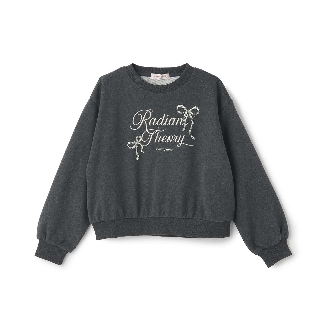 Sparkling Ribbon & Logo Sweatshirt,Charcoal gray, large image number 0