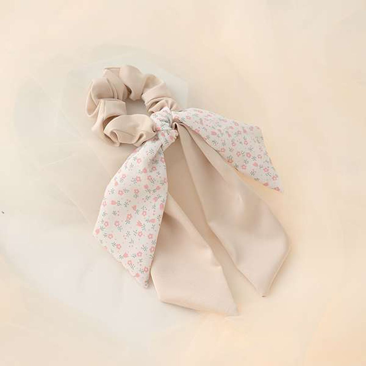 Flower & Satin Ribbon Chouchou,Mustard, large image number 6