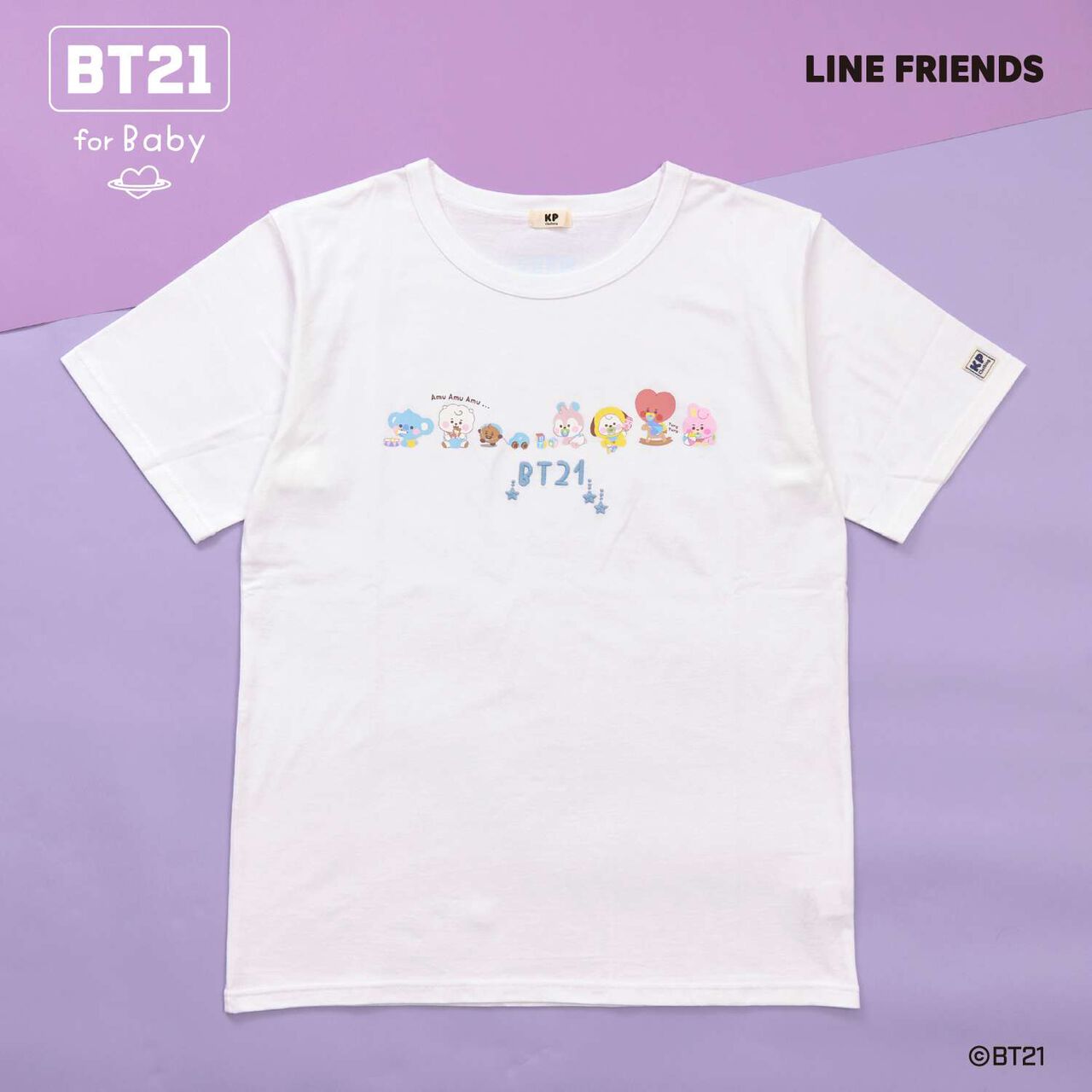 [BT21] Print & Embroidery Short Sleeve T-Shirt (Adult),White, large image number 1