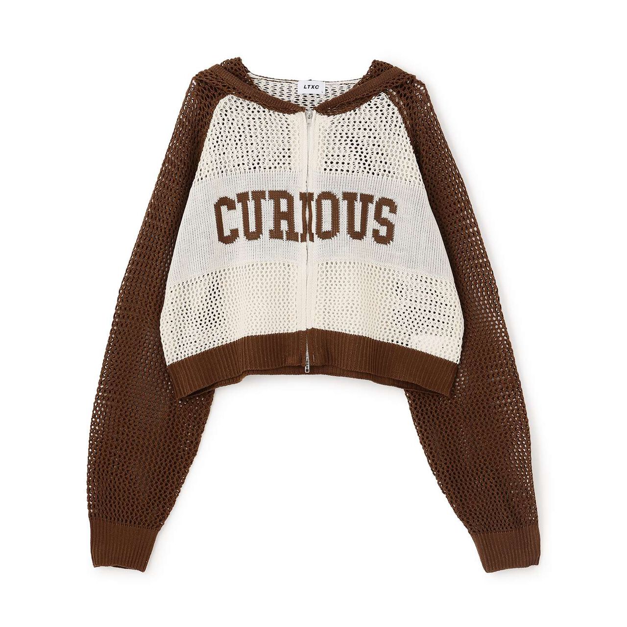 LTXC Washable Mesh Knit Zip Parka,Brown, large image number 9