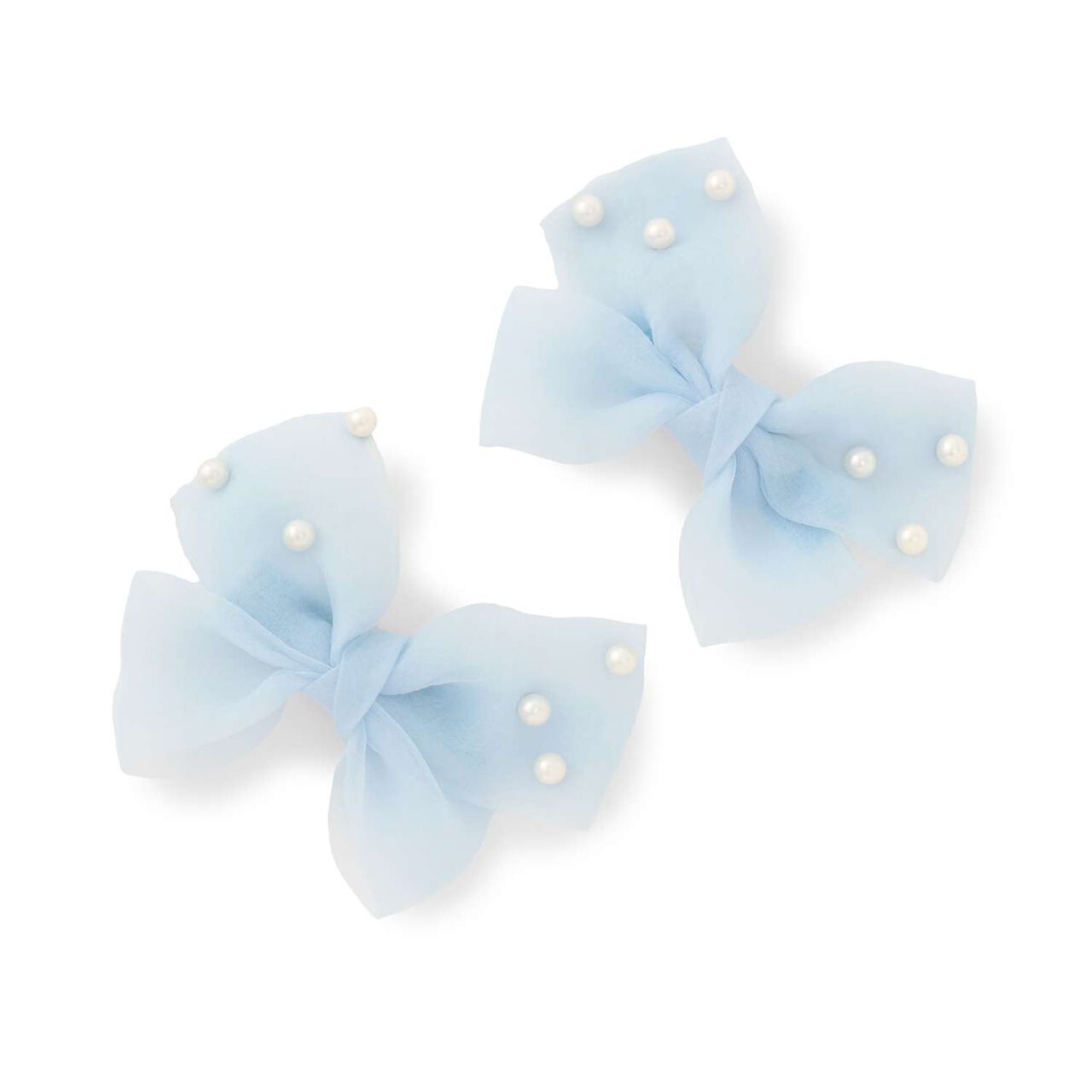 Imitation Pearl Ribbon Hair Clip Set of 2 [Kids Girls],Emerald green, large image number 6
