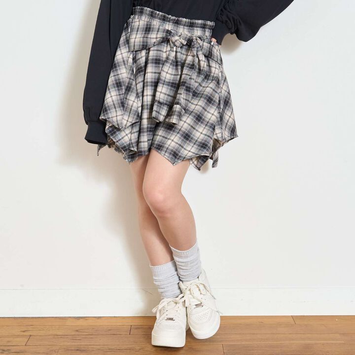 [LTXC] Waist Wrap Style Checkered Culottes,Black, medium image number 5