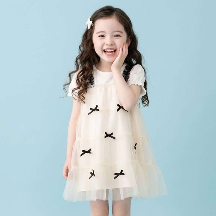 Many Ribbon Docking One-Piece Dress,, medium