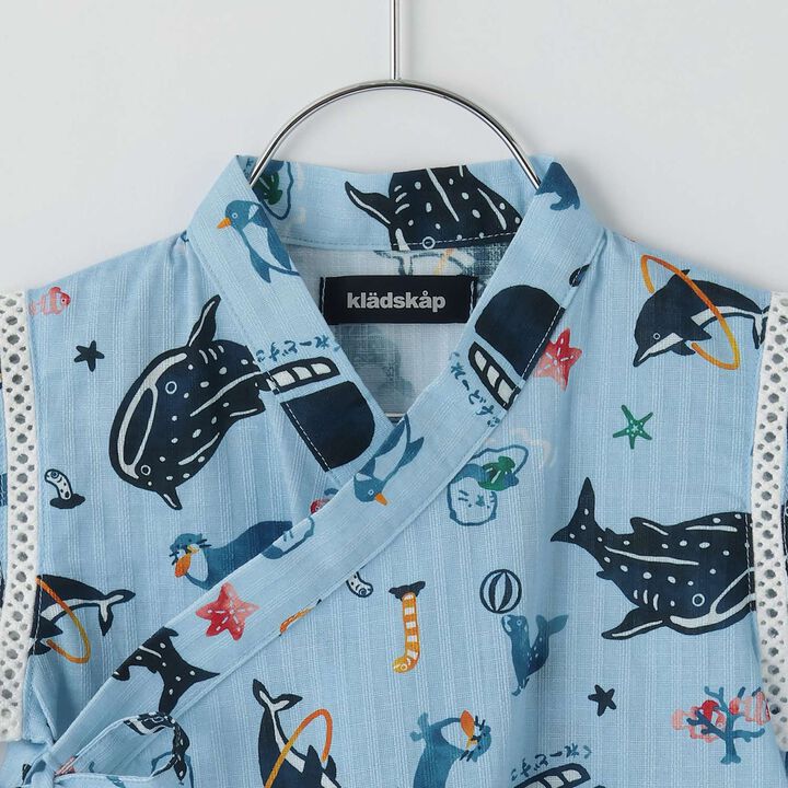Aquarium Pattern Jinbei Romper,Turquoise, medium image number 2