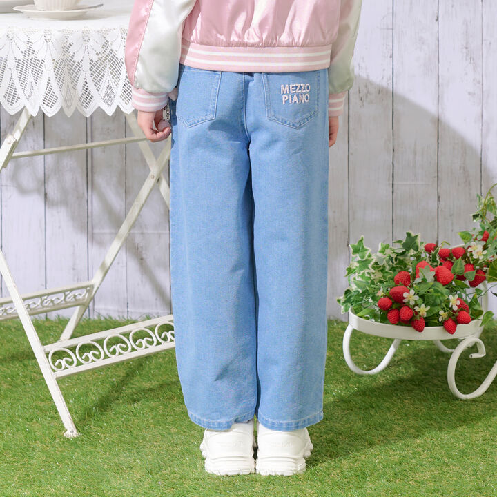 Heart Rhinestone Denim Pants,Sax blue, medium image number 12