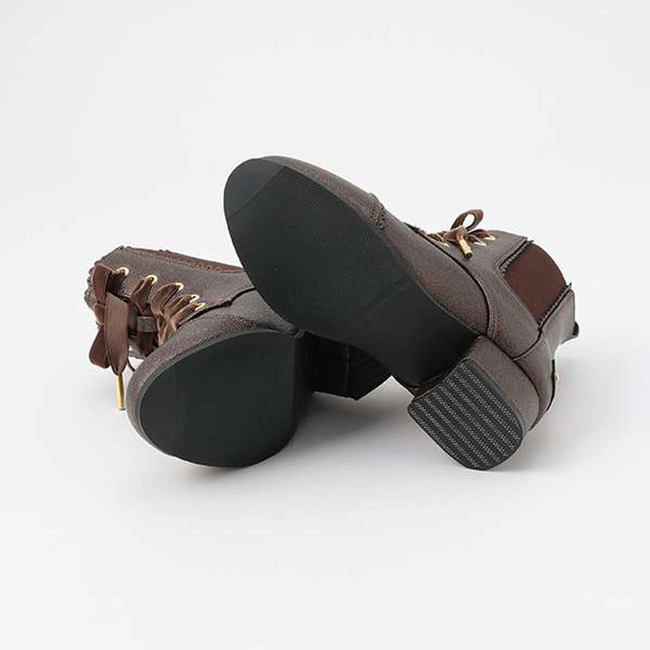 Lace-Up Ribbon Side Gore Boots,Dark brown, large image number 10