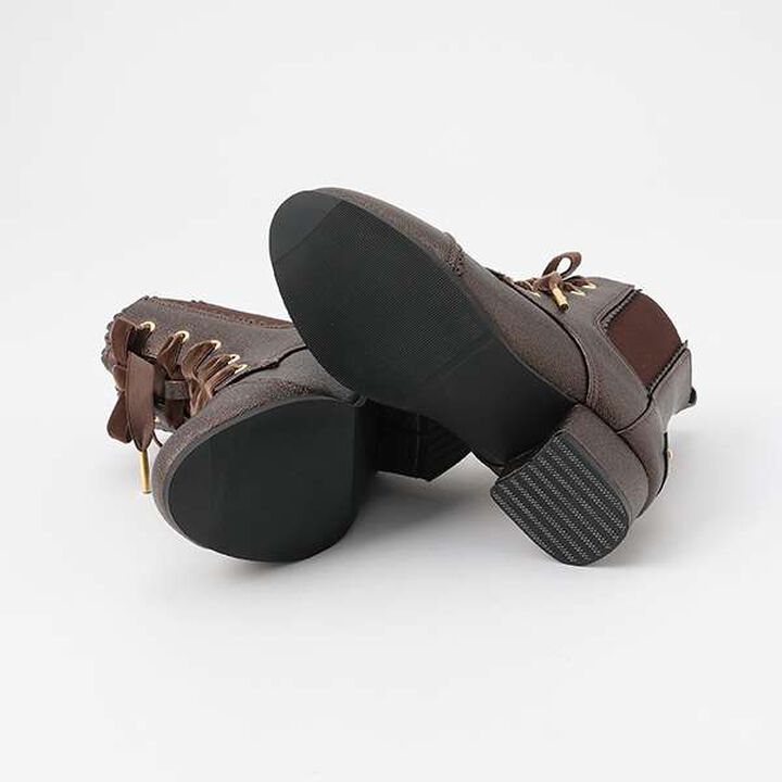 Lace-Up Ribbon Side Gore Boots,Dark brown, medium image number 10