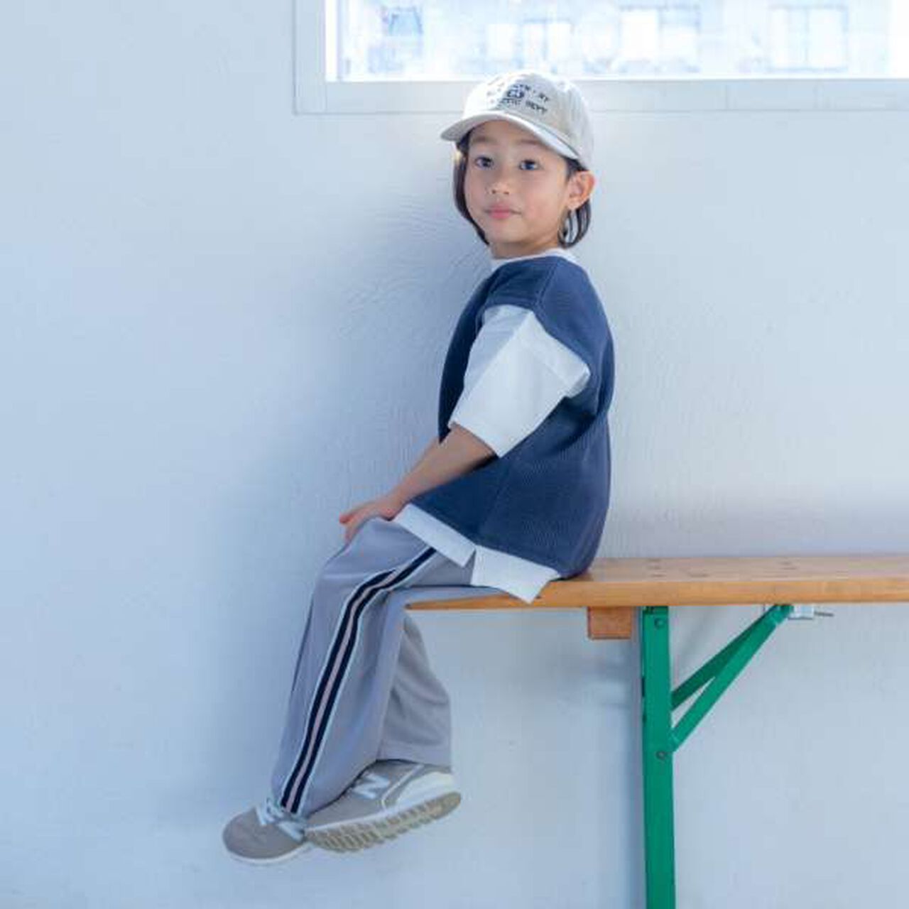 Waffle Vest Layered Short-Sleeve T-Shirt,Salmon pink, large image number 11