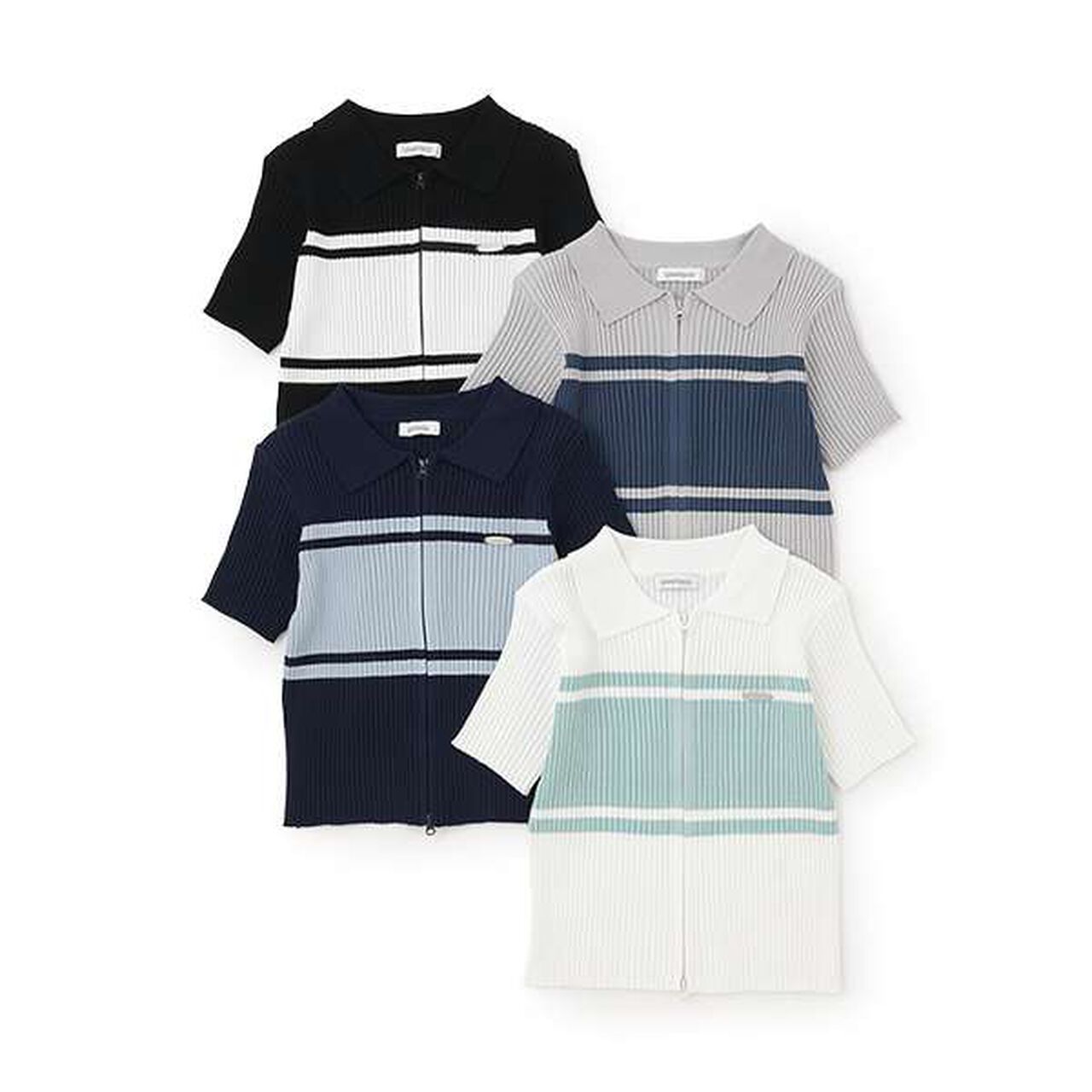 [Arael] Short-Sleeve Zip Knitwear,Navy, large image number 3