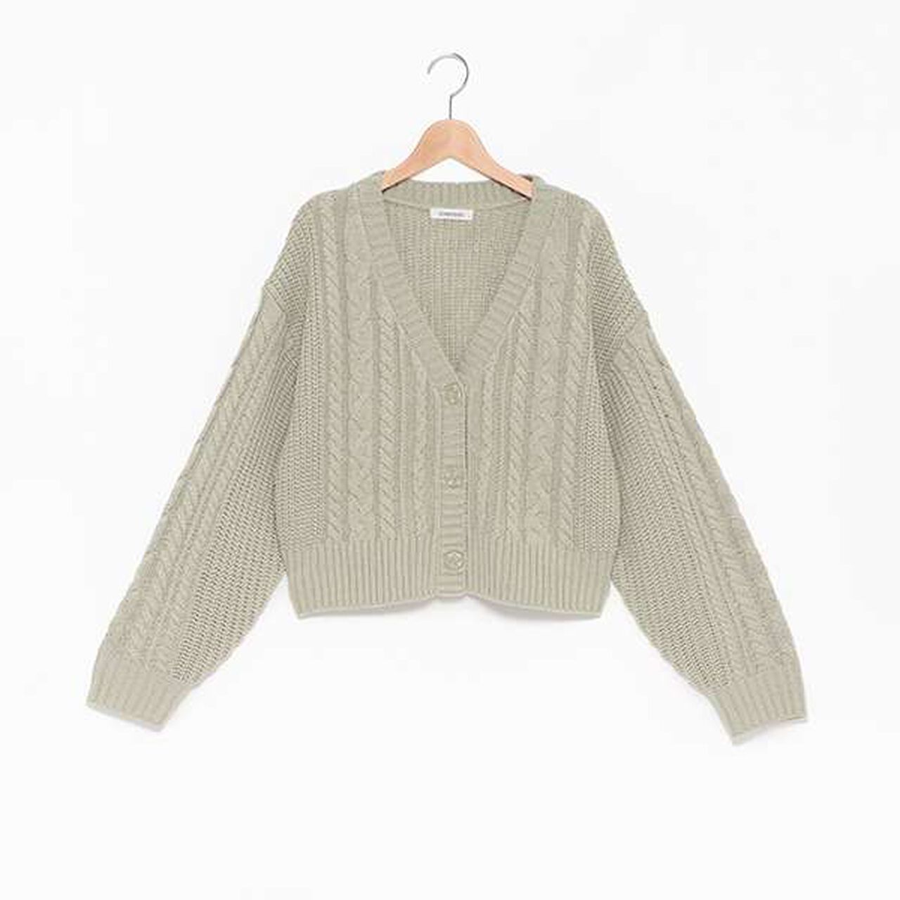 Washable Cable Knit Cardigan,Ivory, large image number 5