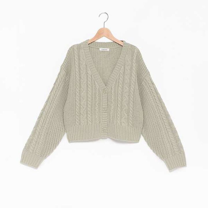 Washable Cable Knit Cardigan,Ivory, medium image number 5