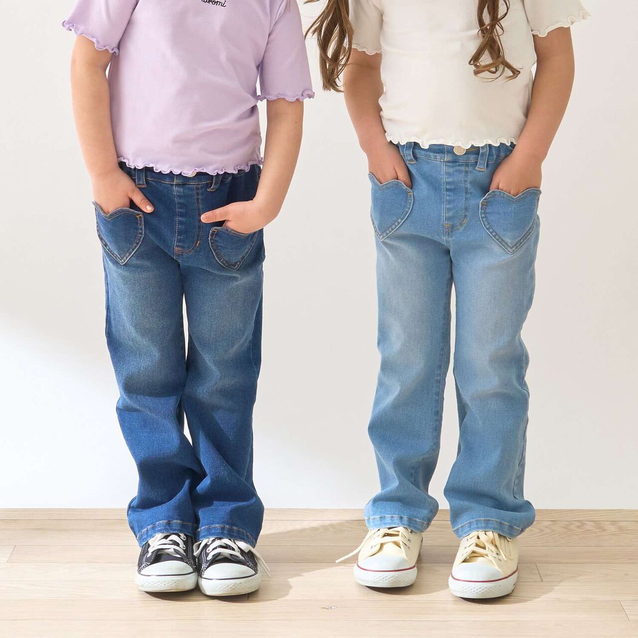 Beautiful Silhouette Stretch Heart Pocket Flare Denim Pants,Blue, large image number 25