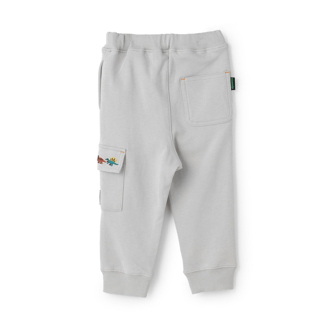 [Popular Item Restocked] [Not Available at Physical Stores] Dinosaur Embroidered Ribbed Hem Cargo Pants,Light gray, large image number 1