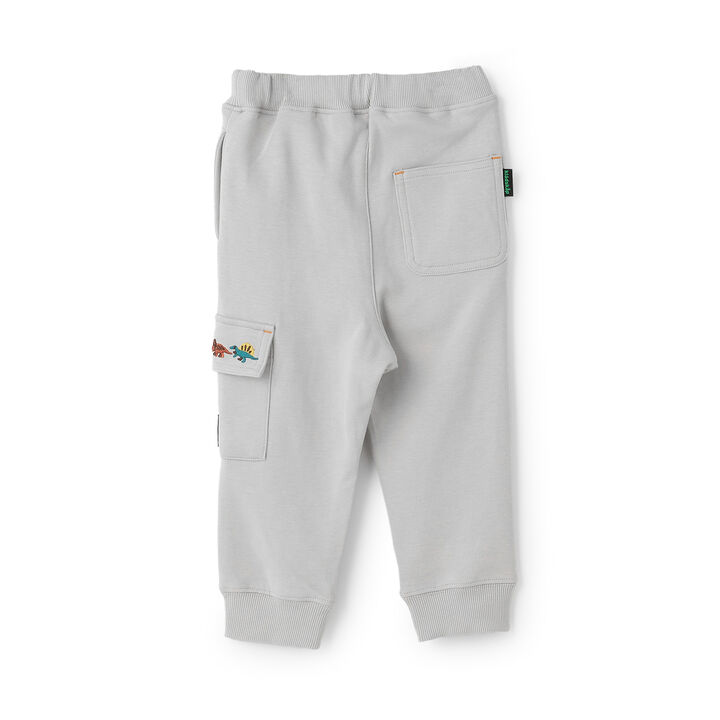 [Popular Item Restocked] [Not Available at Physical Stores] Dinosaur Embroidered Ribbed Hem Cargo Pants,Light gray, medium image number 1