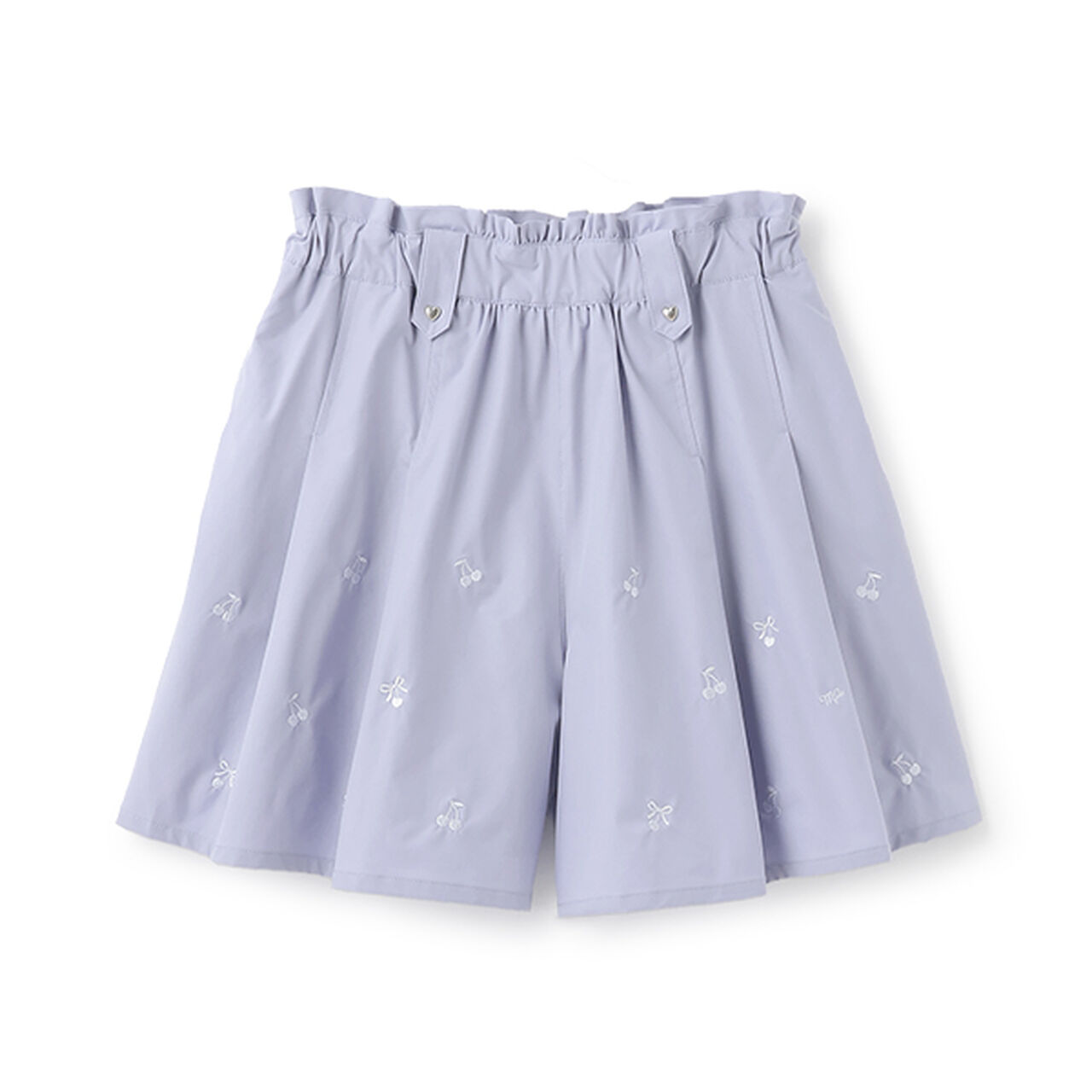 Functional Material Cherry Embroidery Culottes,Light blue, large image number 6