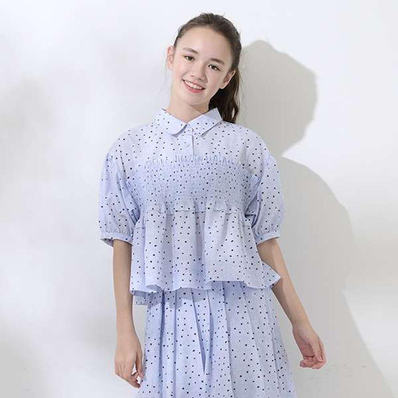 [AMI] Flower Bird Shirring Blouse,Navy, large image number 17