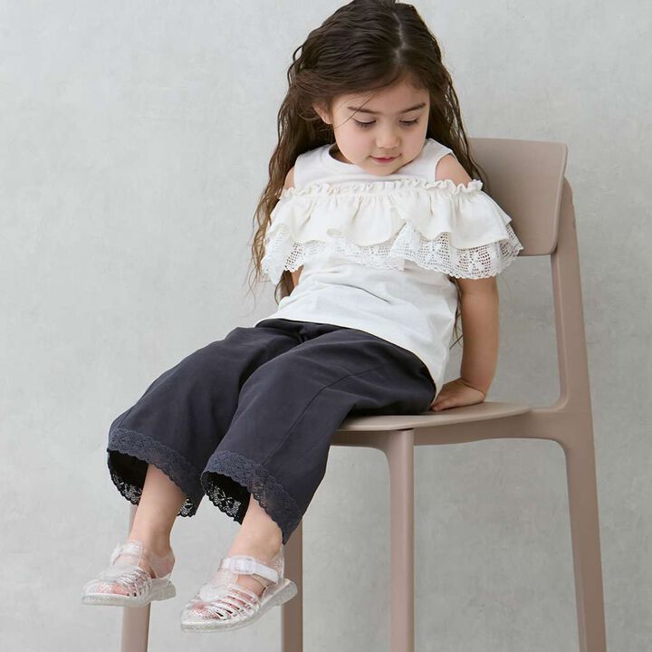 [Link] Side Lace Wide Pants (Kids),Pearl white, medium image number 4