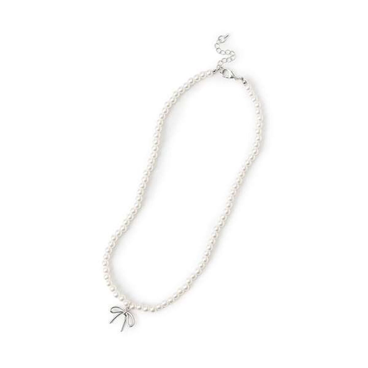 Pearl Ribbon Necklace,Pearl white, large image number 0