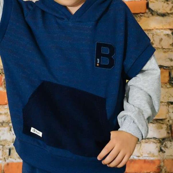 KP Boy Layered Style Hoodie Sweatshirt [110-160],Khaki, medium image number 6