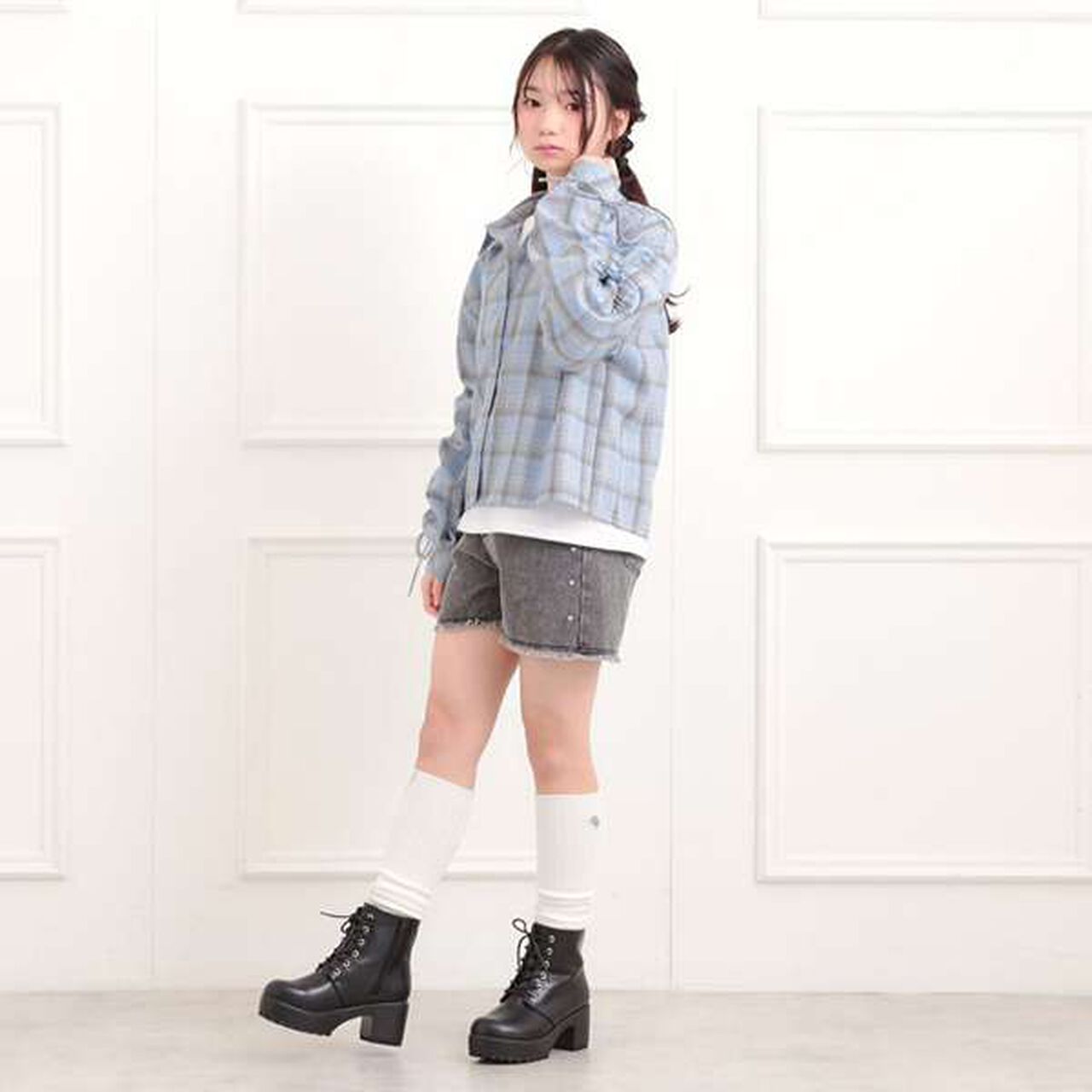[Set Item] Brushed Checkered Shirt + Long Sleeve T-Shirt,Sax blue, large image number 16