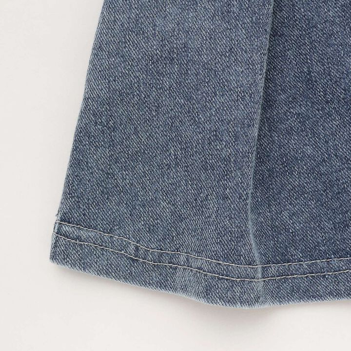 [With Belt Loops] Denim-Look Pleated Skirt,Blue, medium image number 12
