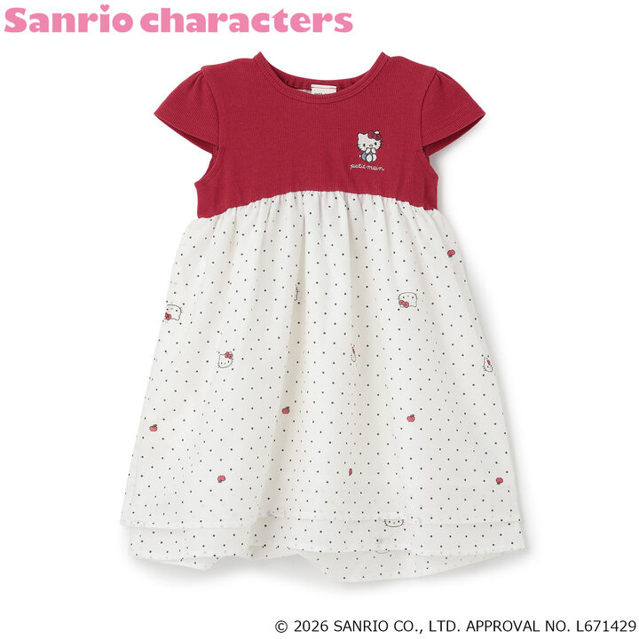 [Sanrio Characters/Cool Sensation] Short-Sleeve Fabric Combo One-Piece Dress,Red, medium image number 0