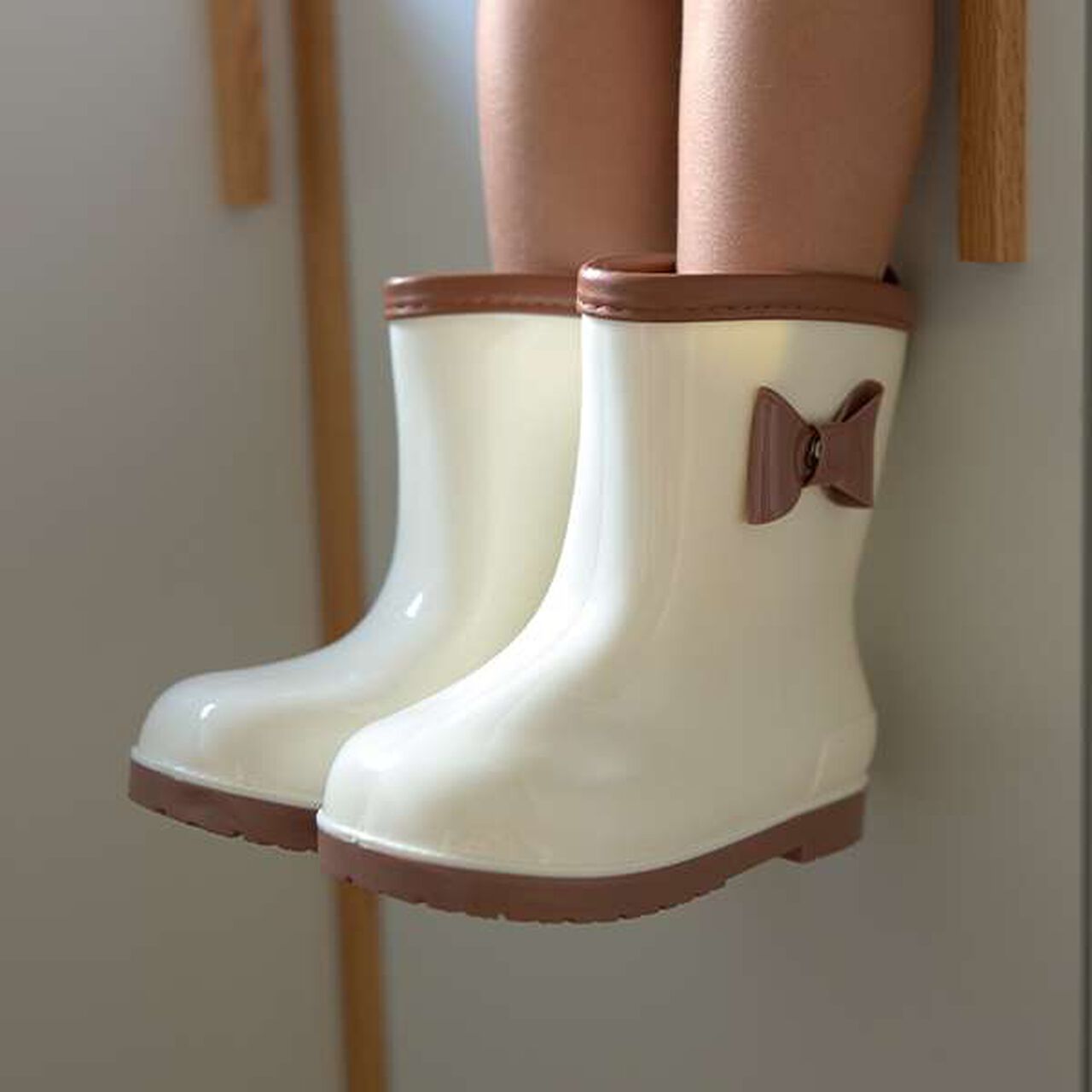 Bi-Color Rain Boots with Ribbon,Black, large image number 2