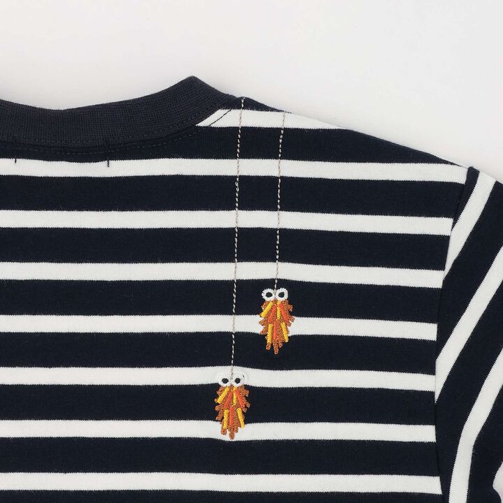 Insect Stripe Pattern Long-Sleeve T-Shirt with Pocket,Navy, medium image number 16